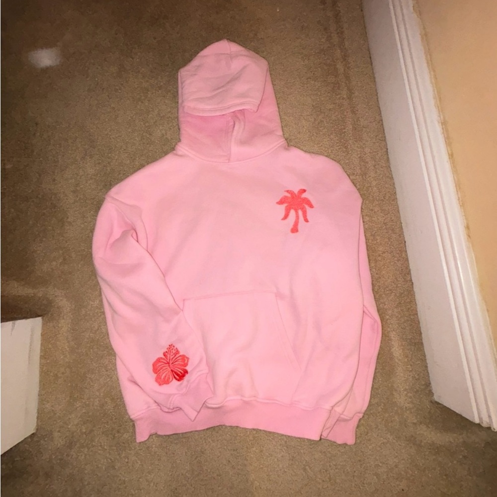 Cozy Pink Hoodie with Orange Accents